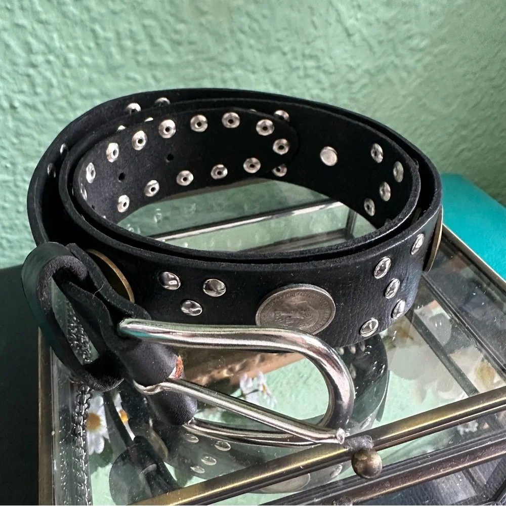 Studded Leather Belts with Coins Handmade in Morocco sz S/M